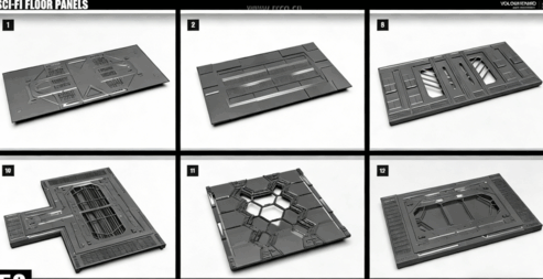 [家具模型] 50组高质量科幻金属质感地板地面3D模型合集(图5)