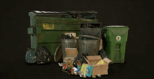 [家具模型] 城市垃圾桶垃圾箱垃圾袋3D模型与PBR纹理(图3)