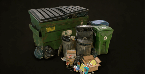 [家具模型] 城市垃圾桶垃圾箱垃圾袋3D模型与PBR纹理(图5)