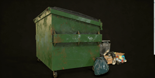 [家具模型] 城市垃圾桶垃圾箱垃圾袋3D模型与PBR纹理(图1)