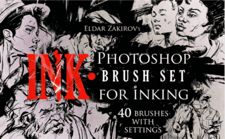 40组真实模拟墨迹笔墨数字绘画PS笔刷合集(图1)