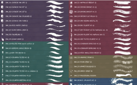 40组真实模拟墨迹笔墨数字绘画PS笔刷合集(图2)