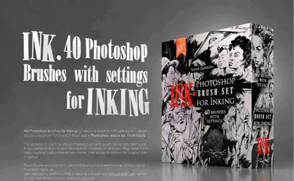 40组真实模拟墨迹笔墨数字绘画PS笔刷合集(图3)