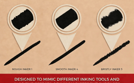 真实墨水效果数字绘画Procreate笔刷合集(图4)