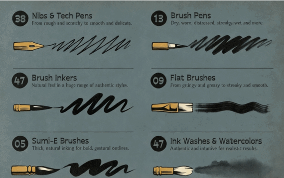 130组水墨墨迹风格数字绘画PS笔刷合集(图2)