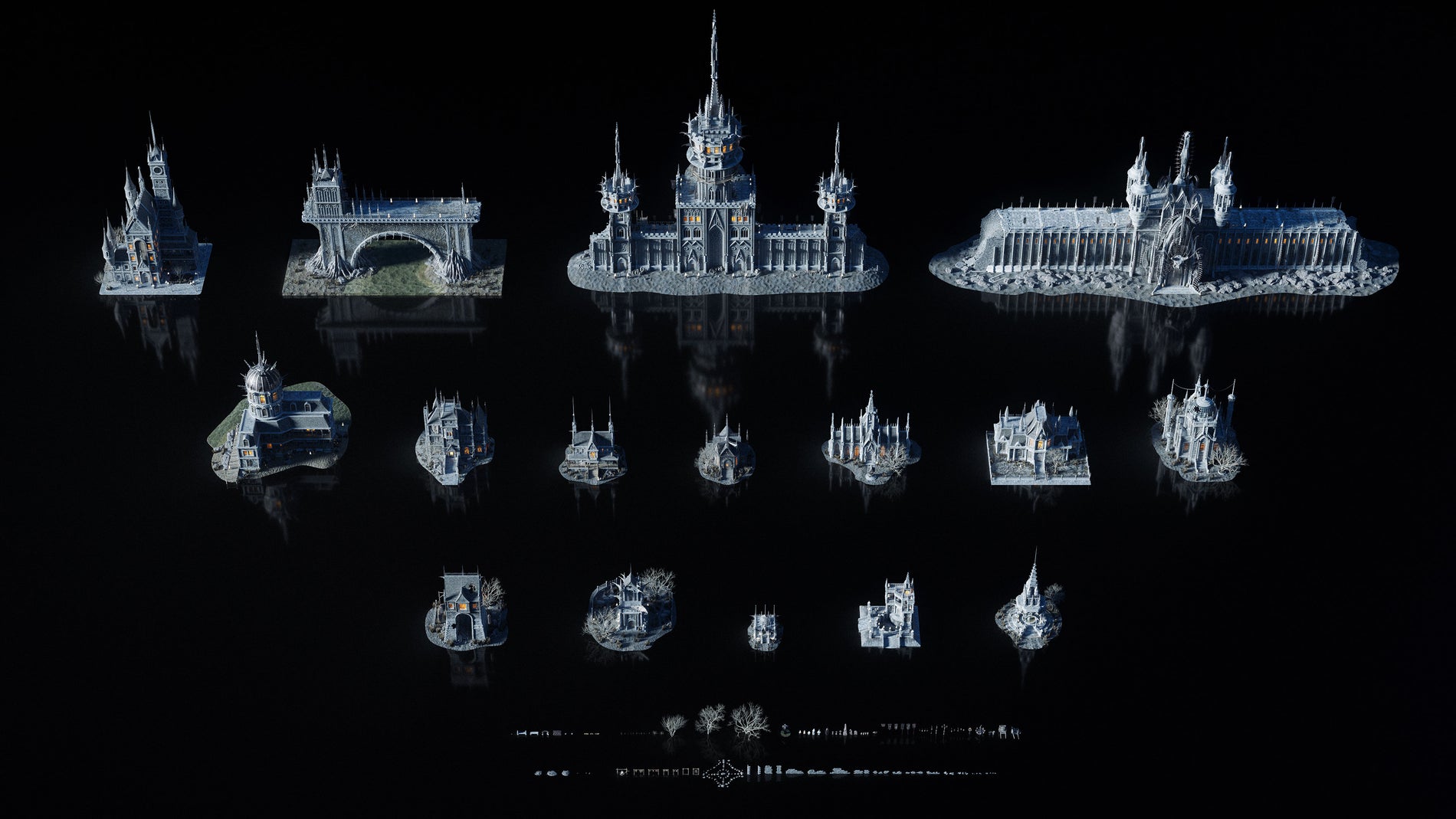 3D模型-哥特式建筑恐怖鬼城鬼蜮3D模型资产kitbash3d GhostRealm(图8)