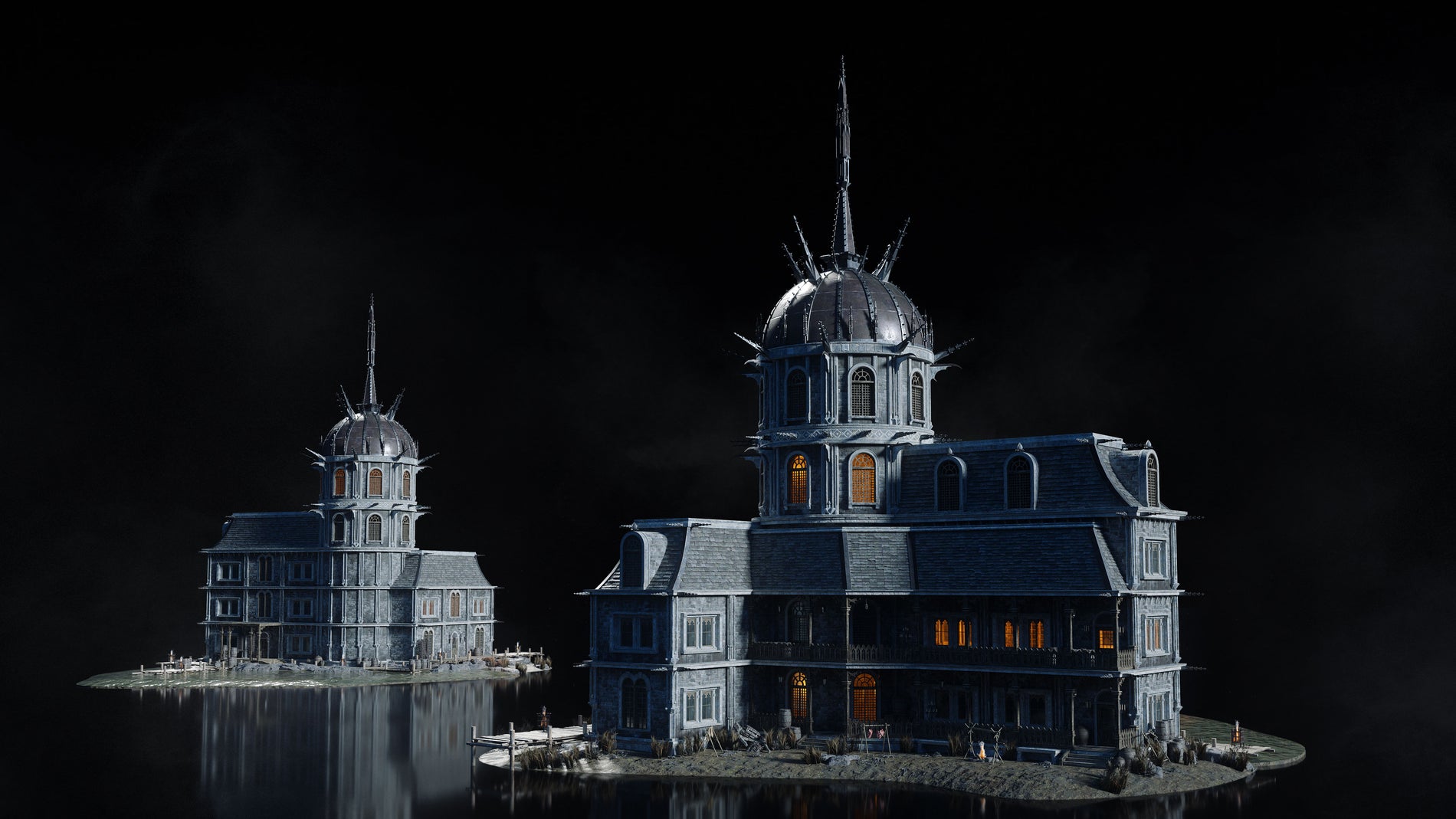 3D模型-哥特式建筑恐怖鬼城鬼蜮3D模型资产kitbash3d GhostRealm(图7)
