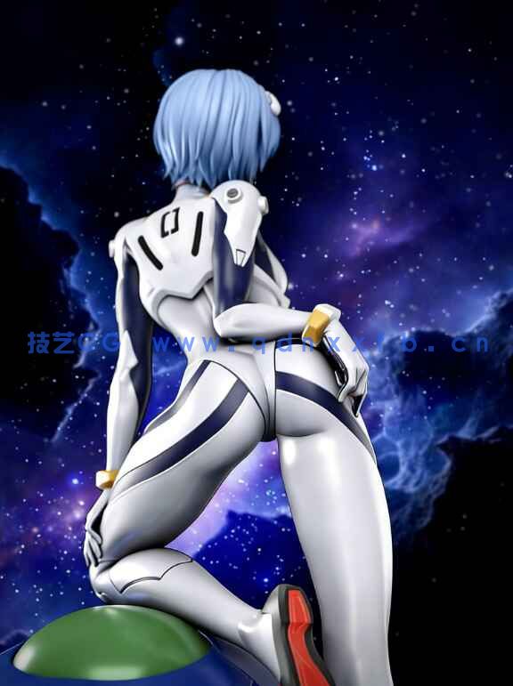 [3D打印人物] 绫波丽Rei Ayanami半跪《新世纪福音战士》动漫角色雕刻手办3D打印模型(图4)