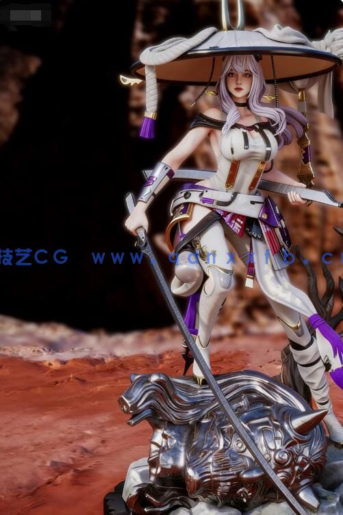 [3D打印人物] 流浪剑士Scarlet《剑星》游戏角色雕刻手办3D打印模型(图1)