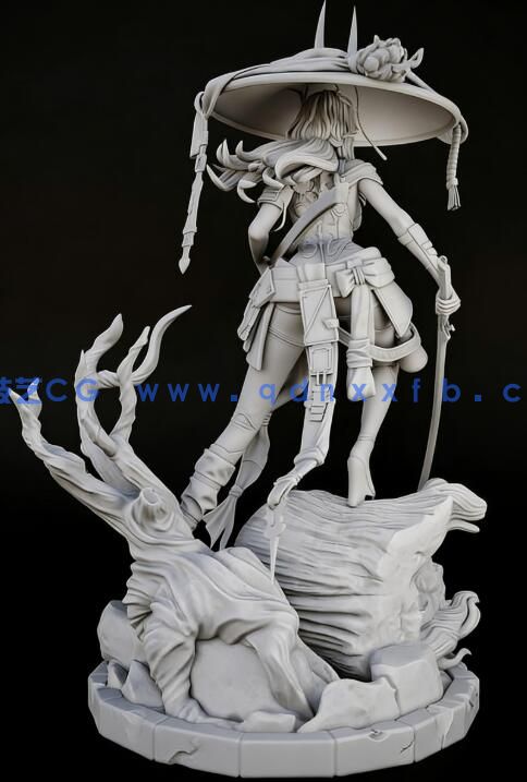 [3D打印人物] 流浪剑士Scarlet《剑星》游戏角色雕刻手办3D打印模型(图7)