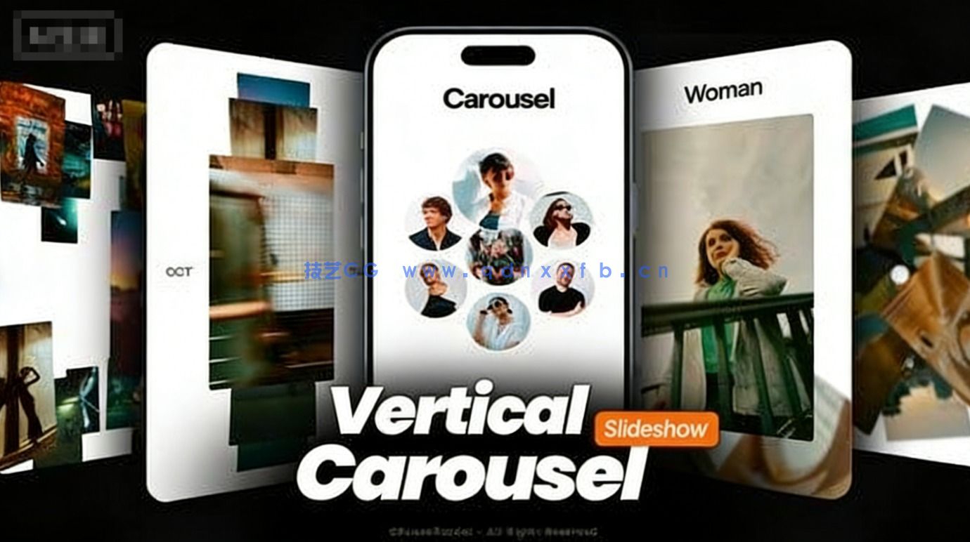 3款竖版尺寸的多图卡片轮播展示动画AE模板(图1)