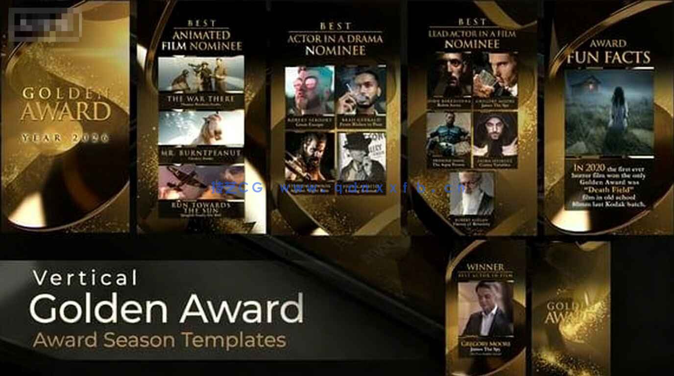 竖版尺寸的颁奖典礼整体包装动画设计集AE模板(图1)