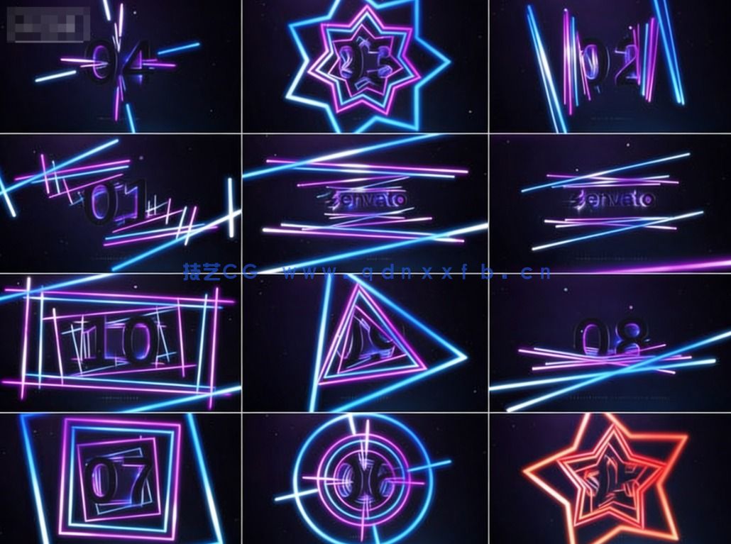 线条霓虹灯和数字倒计时开场动画AE模板(图1)