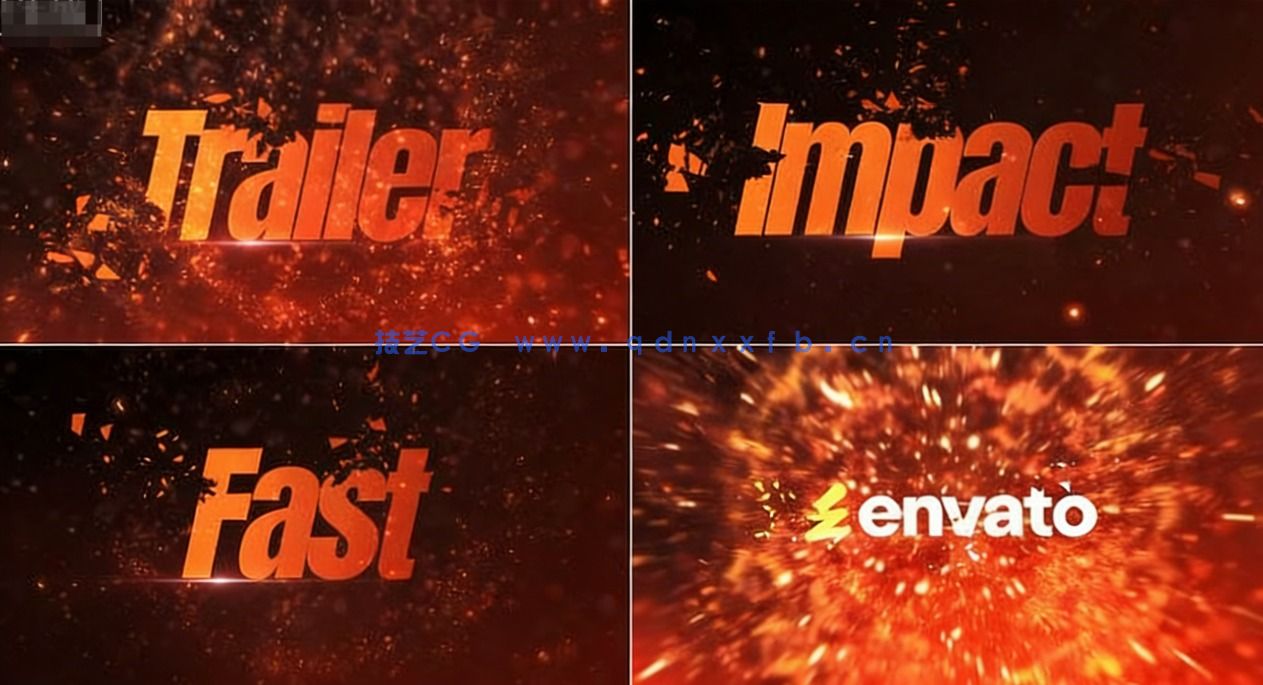 震撼的破碎标题电影预告片开场AE模板(图1)