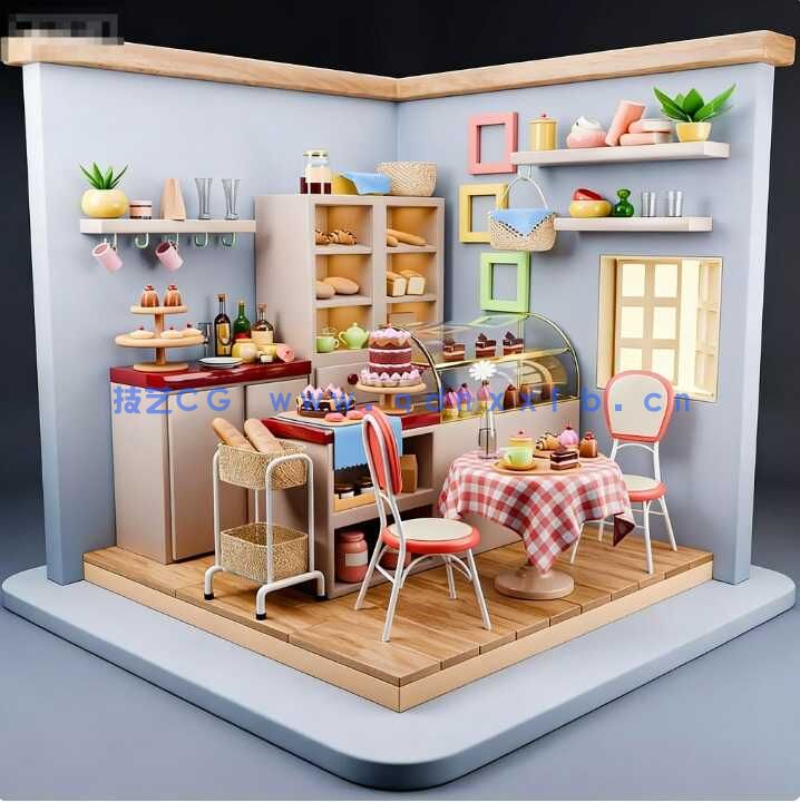 室内设计] 12组等轴视角迷你小房间室内场景3D模型合集(图8)