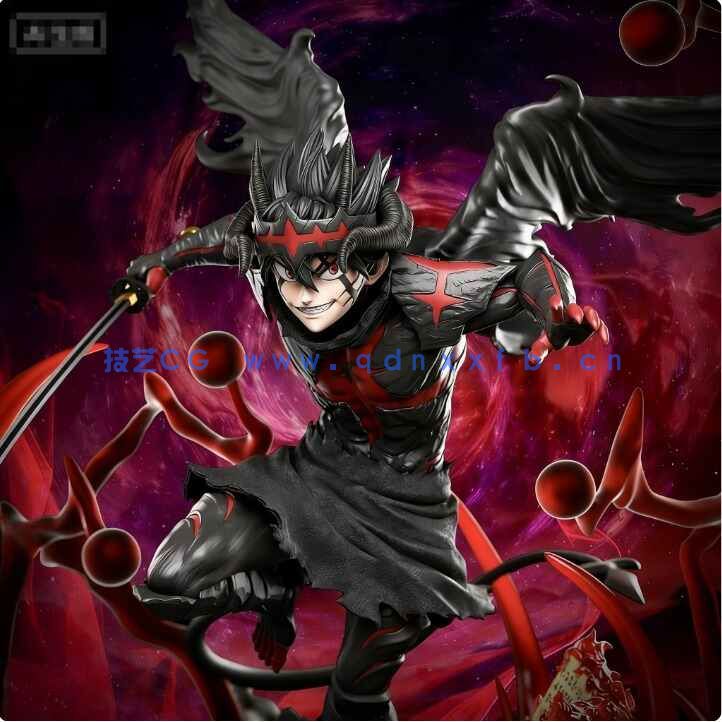 [3D打印人物] 阿斯塔Asta觉醒最强形态《黑色五叶草》动漫角色雕刻手办3D打印模型(图3)