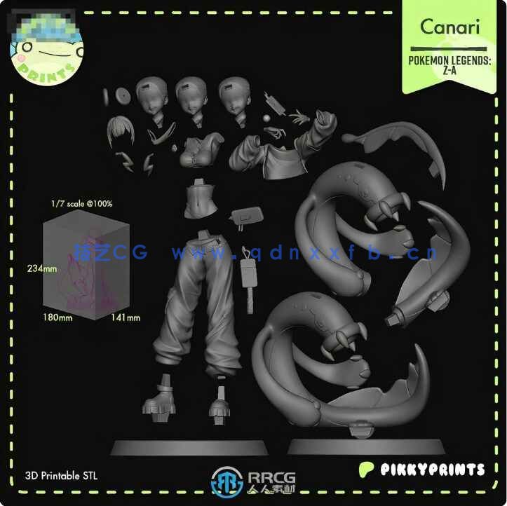 [3D打印人物] 卡娜莉Canari《宝可梦 传说：Z-A》游戏角色雕刻手办3D打印模型(图7)