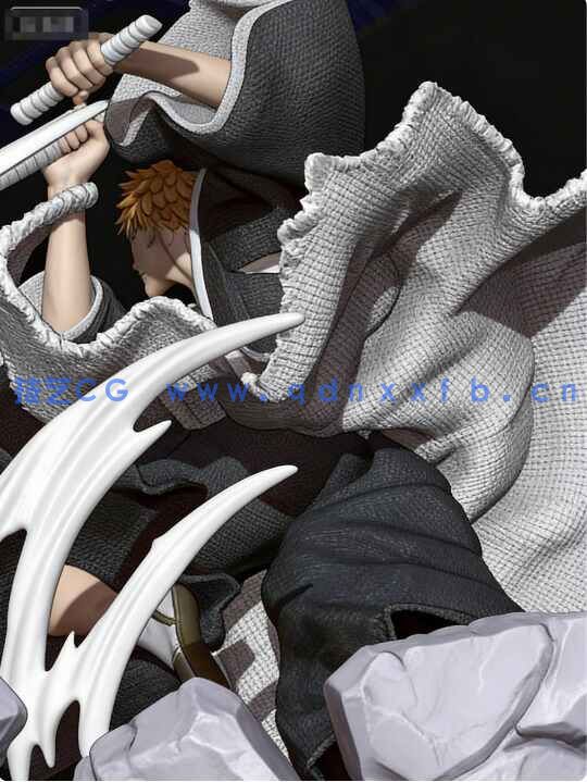 [3D打印人物] 黑崎一护Ichigo Kurosaki战斗姿势《死神》动漫角色雕刻手办3D打印模型(图4)