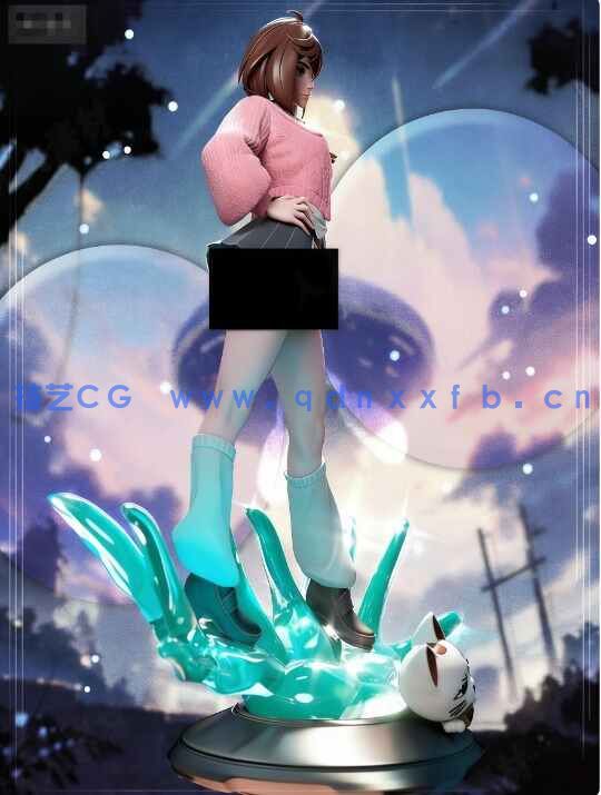 [3D打印人物] 绫濑桃Momo Ayase掐腰站姿《当哒当》动漫角色雕刻手办3D打印模型(图3)