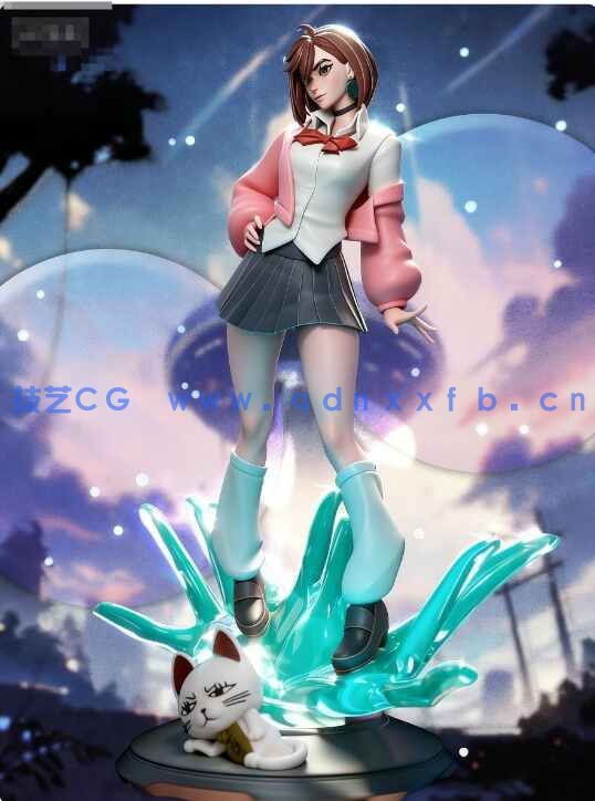 [3D打印人物] 绫濑桃Momo Ayase掐腰站姿《当哒当》动漫角色雕刻手办3D打印模型(图6)