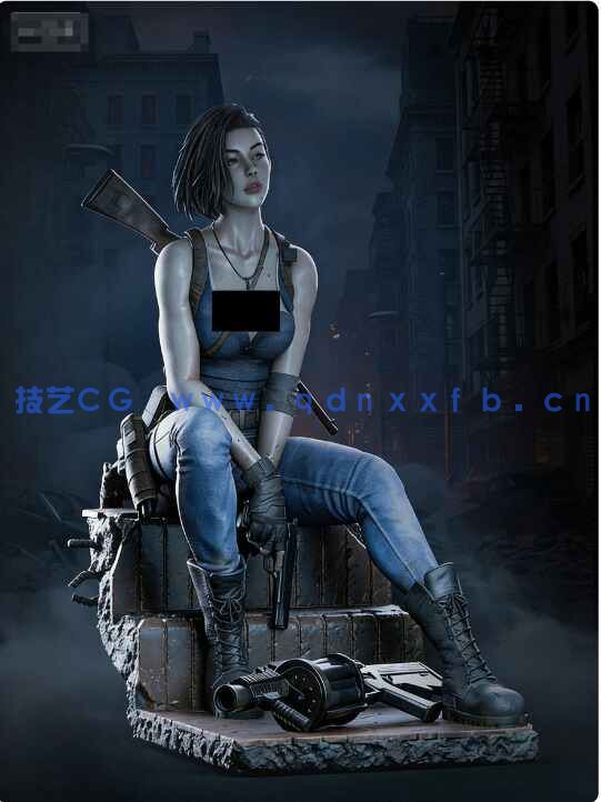 [3D打印人物] 吉尔·瓦伦丁Jill Valentine《生化危机》游戏角色雕刻手办3D打印模型(图1)