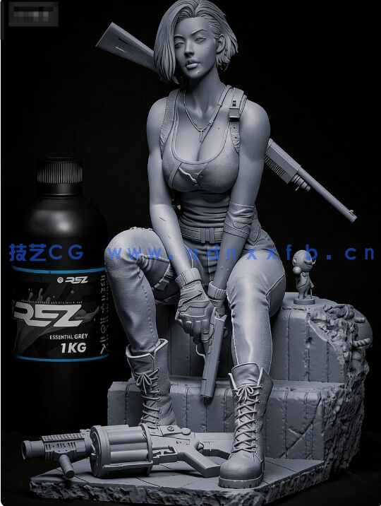 [3D打印人物] 吉尔·瓦伦丁Jill Valentine《生化危机》游戏角色雕刻手办3D打印模型(图7)