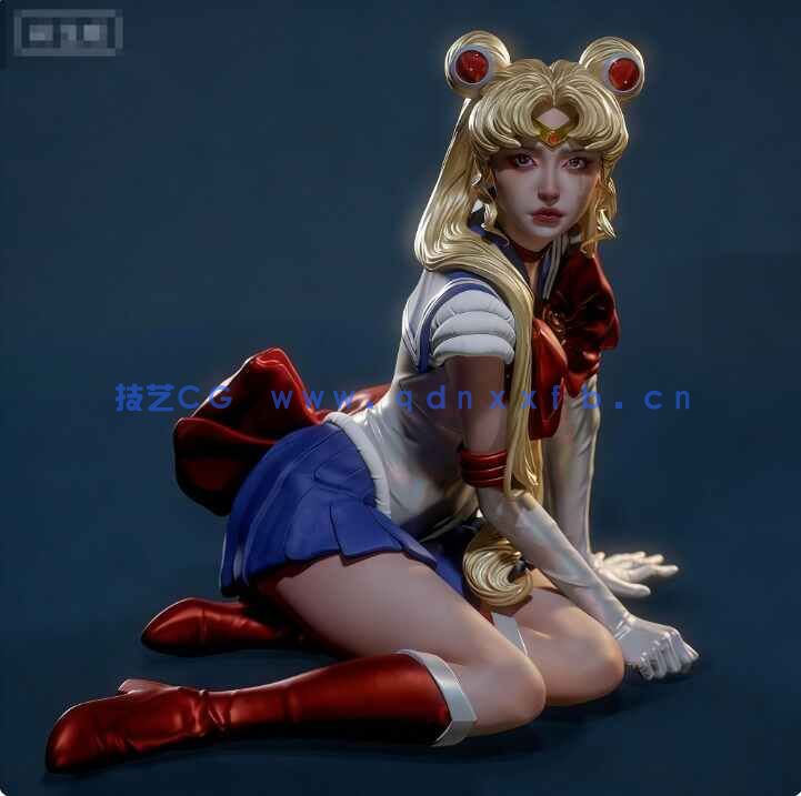 [3D打印人物] 月野兔水冰月坐姿《美少女战士》动漫角色雕塑雕刻手办3D打印模型(图2)