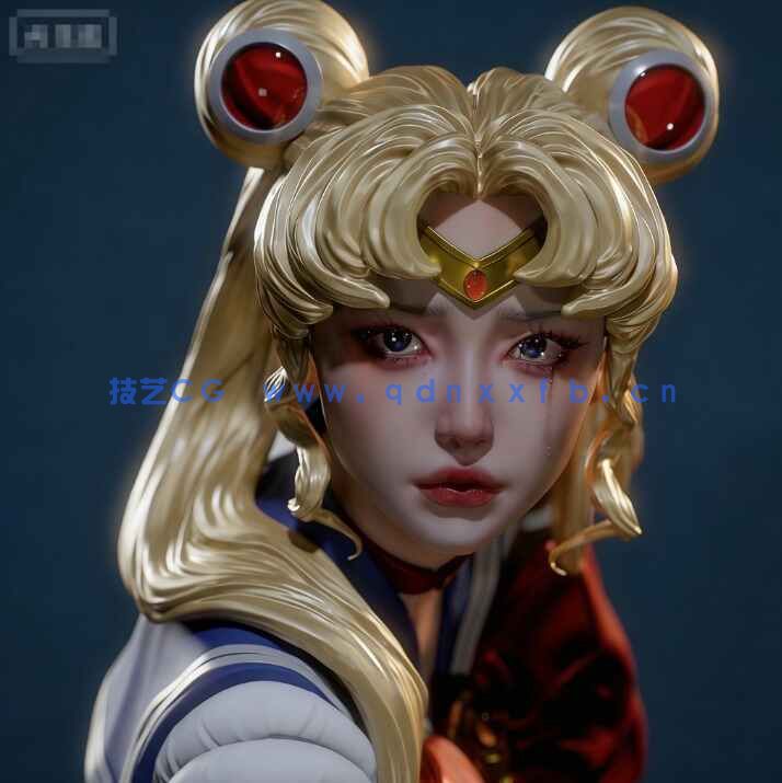 [3D打印人物] 月野兔水冰月坐姿《美少女战士》动漫角色雕塑雕刻手办3D打印模型(图1)