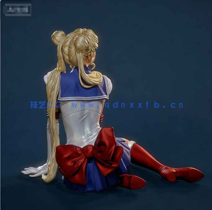 [3D打印人物] 月野兔水冰月坐姿《美少女战士》动漫角色雕塑雕刻手办3D打印模型(图4)