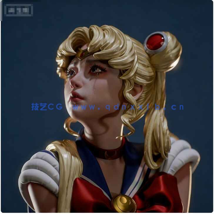 [3D打印人物] 月野兔水冰月坐姿《美少女战士》动漫角色雕塑雕刻手办3D打印模型(图6)