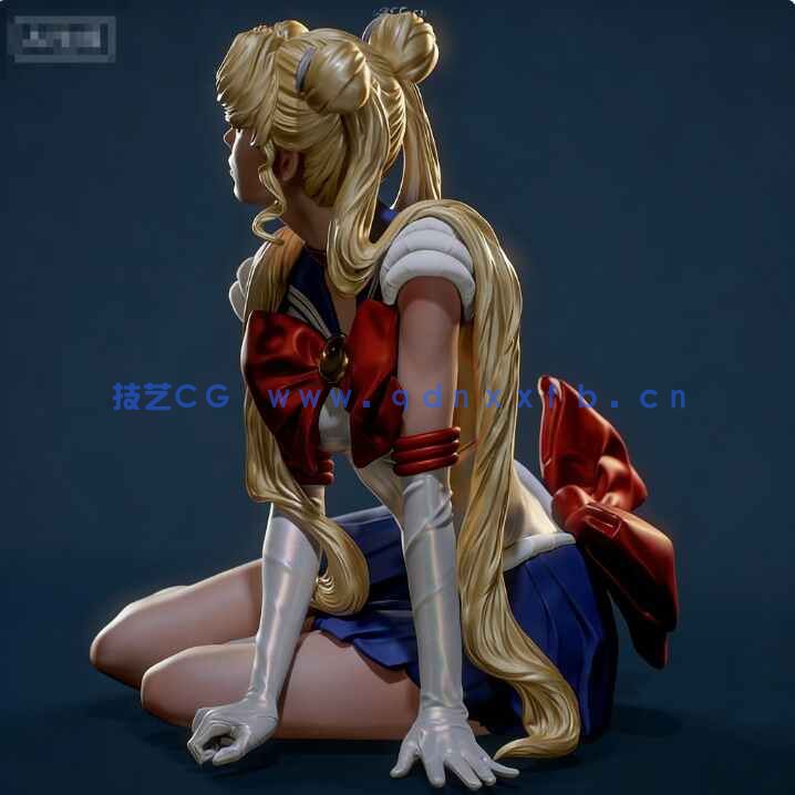[3D打印人物] 月野兔水冰月坐姿《美少女战士》动漫角色雕塑雕刻手办3D打印模型(图5)
