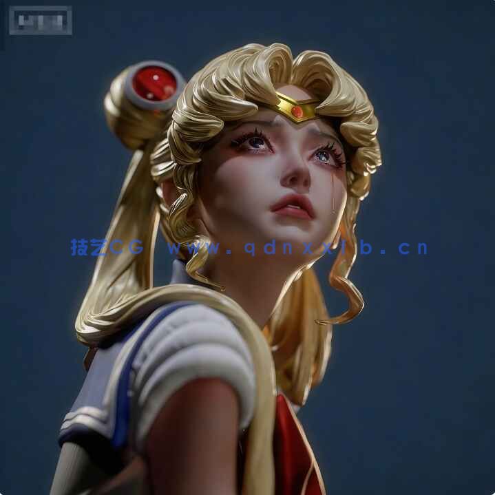 [3D打印人物] 月野兔水冰月坐姿《美少女战士》动漫角色雕塑雕刻手办3D打印模型(图7)