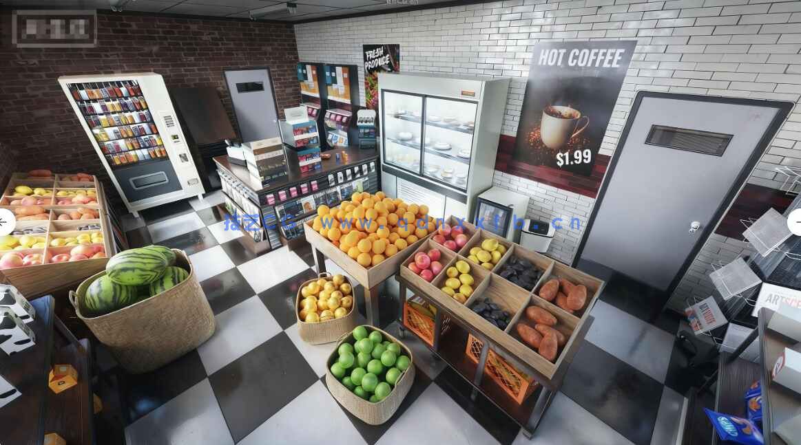 [室内设计] 日常生活小型商业商店旧货铺车库面包店水果鲜肉店等室内场景3D模型合集(图5)
