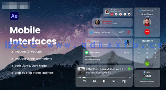 AEPR模板-手机UI用户界面元素弹窗控件动画(图1)