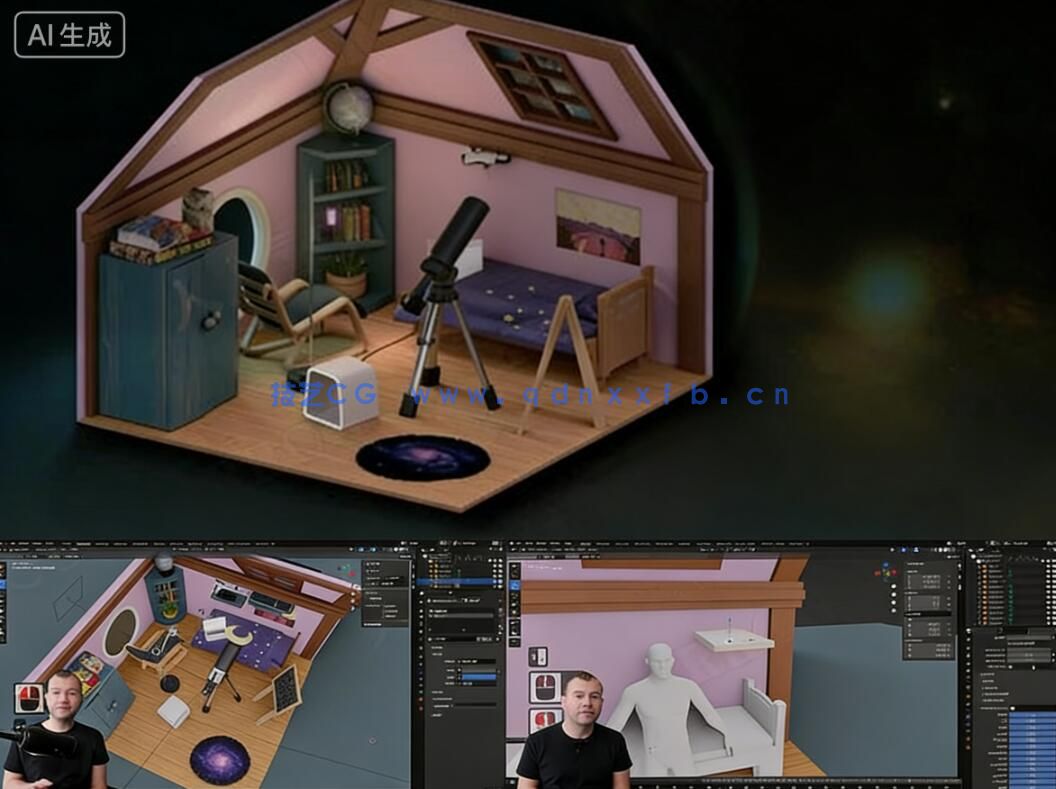 【中文字幕】Blender等距视角房间设计艺术实战训练视频教程(图1)