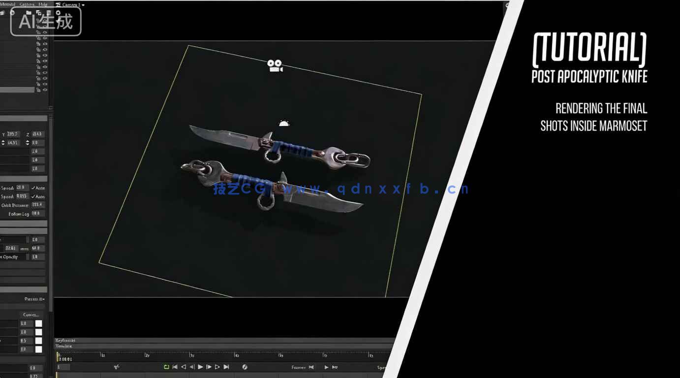 【中文字幕】Maya后末日题材匕首武器游戏资产实例制作视频教程(图10)