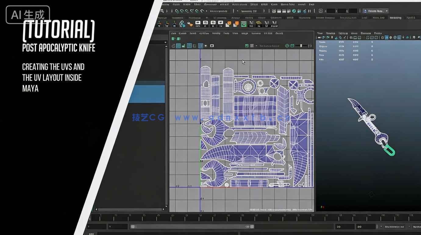 【中文字幕】Maya后末日题材匕首武器游戏资产实例制作视频教程(图14)