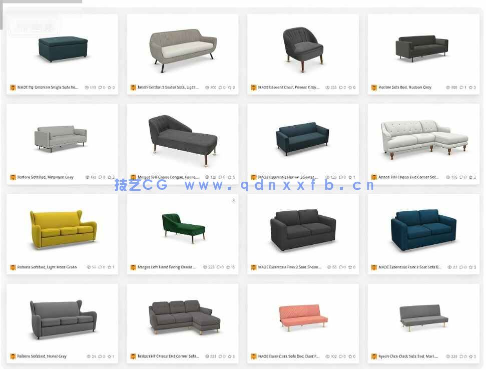 [家具模型] 1500组Made出品大型家居家具3D模型合集(图3)
