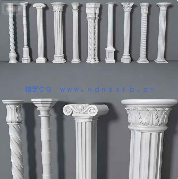 [家具模型] 10组建筑柱子高质量3D模型合集(图1)