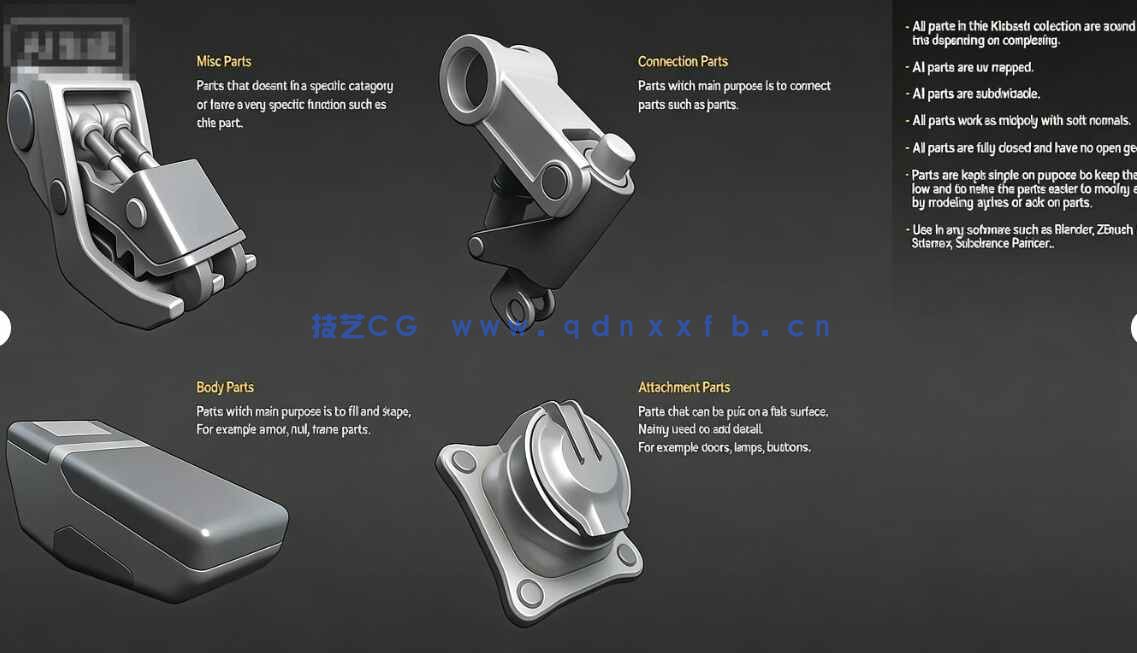 [武器道具] 300个机械原型搭建硬表面3D模型套件(图3)