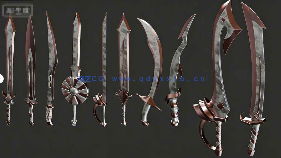 [武器道具] 50组炫酷刀剑游戏武器3D模型合集(图7)