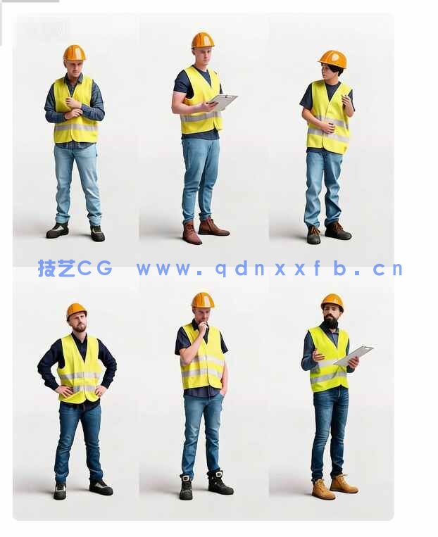 [独立角色] 工人施工现场工厂环境主题人物高品质3D模型素材合集(图2)