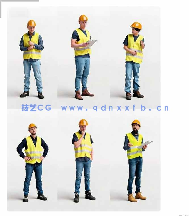 [独立角色] 工人施工现场工厂环境主题人物高品质3D模型素材合集(图3)