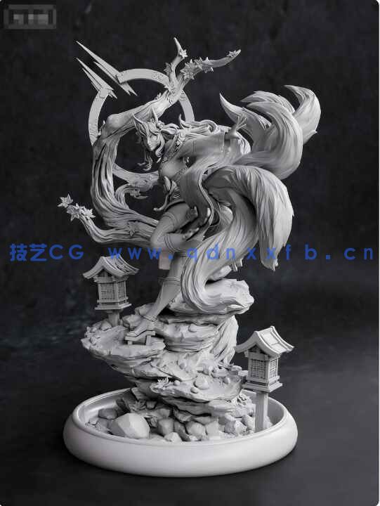 [独立角色] 九尾妖狐阿狸《英雄联盟》游戏角色雕塑雕刻3D模型(图9)