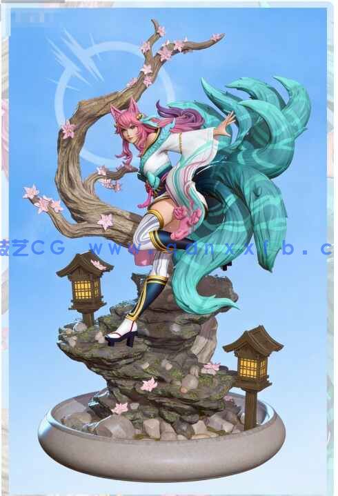 [独立角色] 九尾妖狐阿狸《英雄联盟》游戏角色雕塑雕刻3D模型(图2)