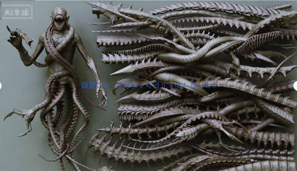 [独立角色] 40组怪物章鱼异形生物触手Zbursh IMM笔刷和3D模型合集 附使用教程(图2)