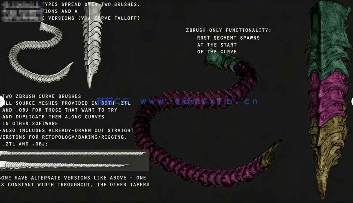 [独立角色] 40组怪物章鱼异形生物触手Zbursh IMM笔刷和3D模型合集 附使用教程(图3)