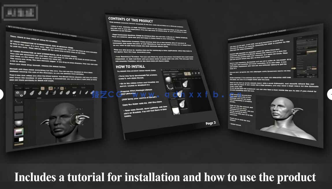 [独立角色] 50组人形生物耳朵Zbrush IMM笔刷与3D模型合集(图4)