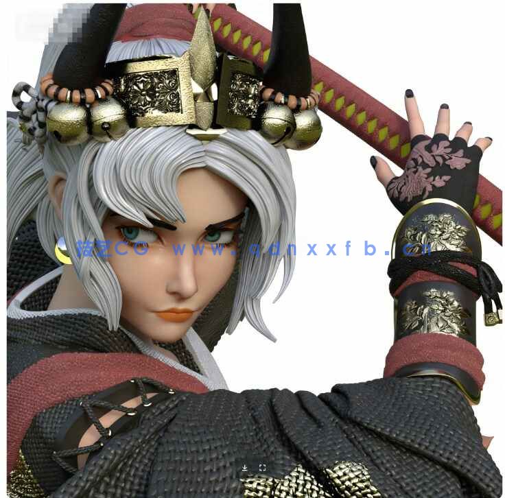 [独立角色] 日本武士少女角色雕塑3D打印模型(图6)