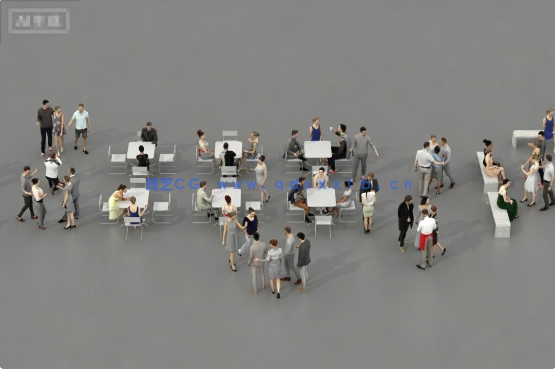 [独立角色] 1000组逼真各类姿势造型场景预制人群3D模型合集(图7)